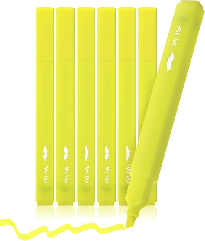 Mr. Pen- Yellow Aesthetic Bible Highlighters No Bleed Through, 6 pcs | Chisel Tip, Cute Highlighter for Journaling Supplies and School Accessories, Bible Highlighters and Pens No Bleed