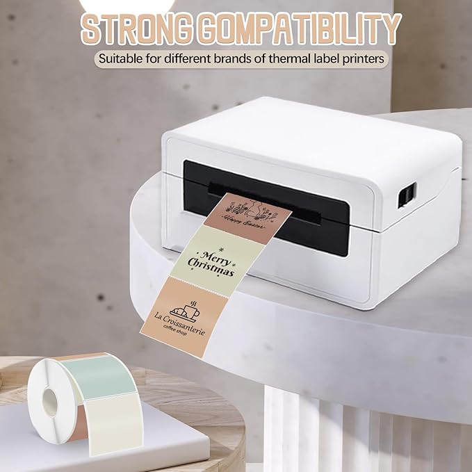 Starboling 2"x2"Square Thermal Labels,Self-Adhesive Thermal Sticker Printer Labels for Small Business,Address,Color Coding（Beige）