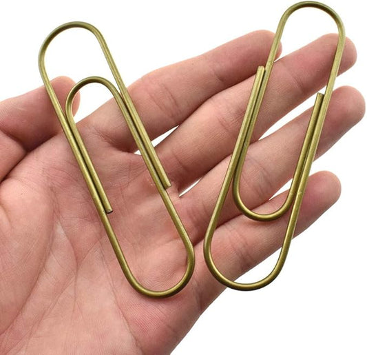 HAHIYO Paperclips 4 inch (100mm) Extra Large Paper Clips Sturdy Bright Brown Vinyl Coated Prevent Scratching Tearing The Pages for Bookmark Organize Home Office School 14 Pack