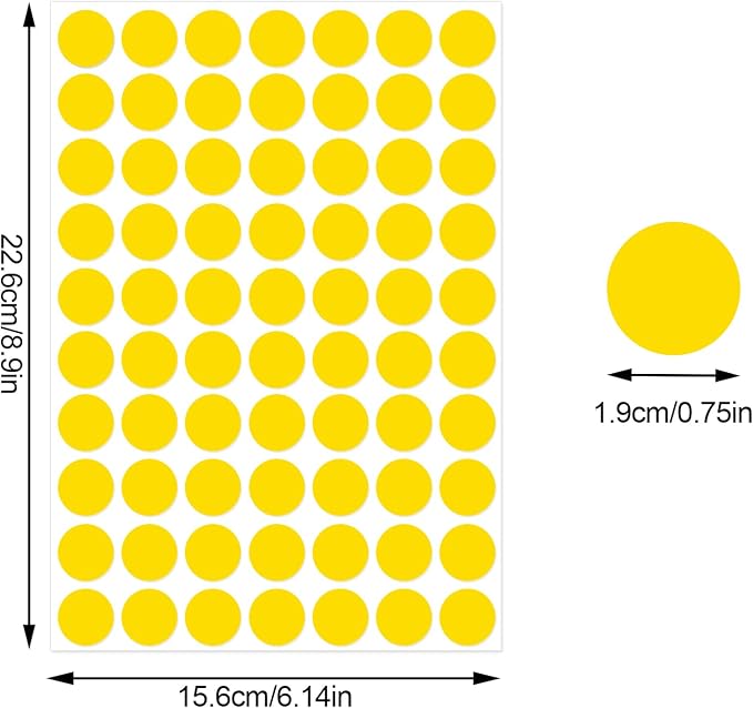 3500 Pieces Dot Stickers, 3/4 inch Black Coding Labels Circle, Yellow Dot Stickers for Office, Classroom, Students (Pack of 2)