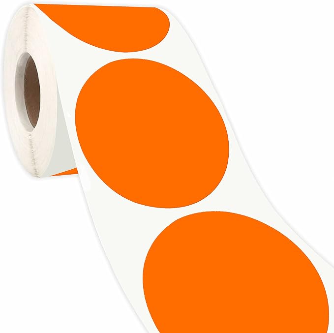 PARLAIM 2”Color Coding Labels Stickers,500 per Roll Round Permanent Adhesive Circle Dot Stickers for Inventory Office Home(Orange)