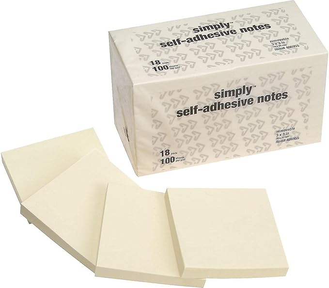 Highland Sticky Notes, 3 x 3 Inches, Yellow, 18 Pack (6549-18)