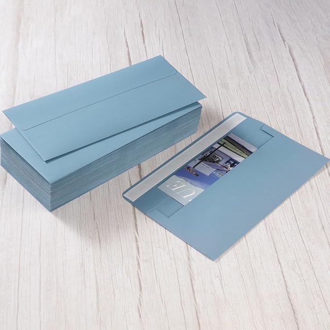 50 Pack #10 Business Envelopes, 4 1/8 x 9 1/2 Inches, Dusty-Blue | Self Seal, Standard Business Envelopes For Greeting cards, Letter Mailing, Invitation