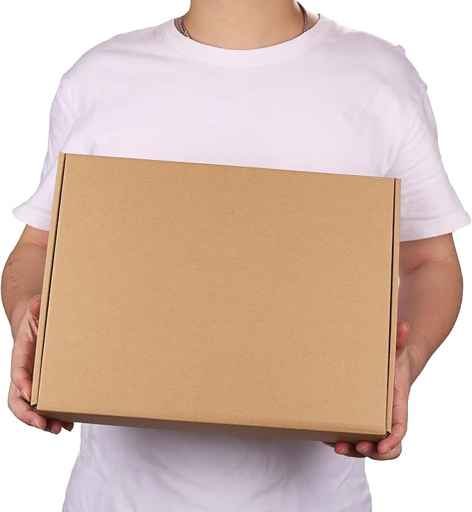 13x10x2 inch Shipping Boxes Set of 6 Brown, Inner Size 12.6x9.6x1.6 inch Cardboard Box Mailers for Small Business Packaging Mailing or Gift Wrapping Giving