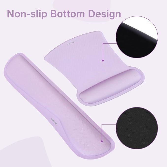 MOSISO Keyboard Mouse Pad Set, Large Gaming Mousepad&Keyboard Wrist Rest | Mouse Wrist Rest&Coaster, Ergonomic Non-Slip Mousepad&Easy Typing Cushion with Memory Foam for Home Office, Dusty Lilac
