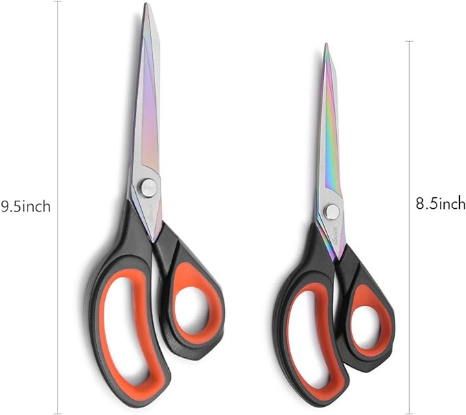 LIVINGO Fabric Scissors 2 Pack Titanium Tailor Sewing Shears Heavy Duty | 8.5" & 9.5" Sizes, Forged Stainless Steel Blade, Comfort Grip, Dressmaking Quilting Leather Craft Supplies