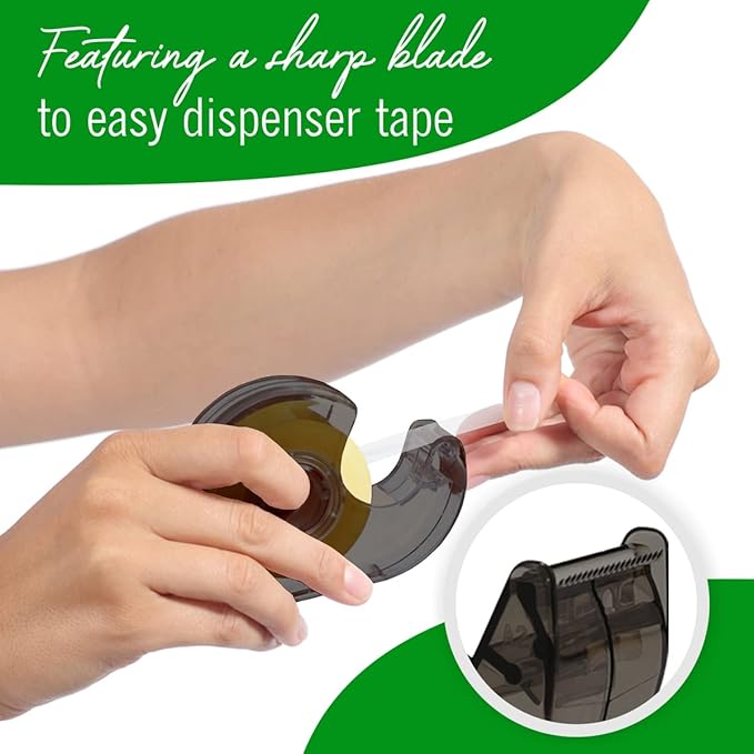 2 Rolls Invisible Tape with Refillable Tape Dispenser, Writable Tape Refills for Dispenser, 3/4 x 1296 Inches, Matte Gift Wrapping Tape for Home, Office, School