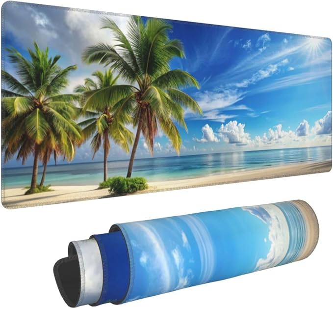 Beach Mouse Pad XL Large Mousepad Non Slip Rubber Base Desk Mat for Laptop Computer Gaming 31.5" X 12"