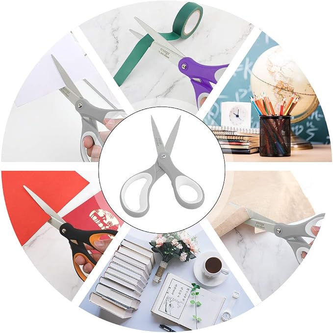LIVINGO 8" Scissors All Purpose - 3 Pack Titanium Coated Shears for Office | Sharp Stainless Steel Blades, Comfort Handles, Paper Fabric Cardboard Cutting, High Middle School Teacher Student Crafting