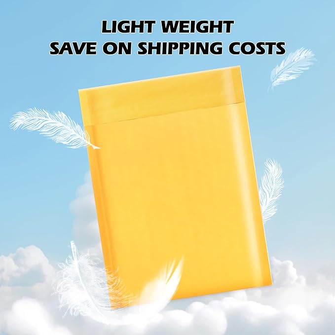 52Pack Yellow 4x8inch Kraft Bubble Mailers Small Business Mailing Packages Self-Sealing Paper Envelopes, Mailer Shipping package Strong Adhesion Padded Envelopes for Jewelry Makeup Supplies