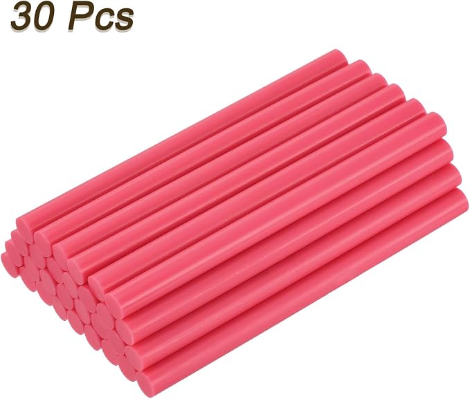 uxcell 30pcs 7mm x 100mm Mini Hot Glue Gun Sticks 4-inch x 0.27-inch High Sticky Small Hot Glue Sticks for Glue Gun, Light Red