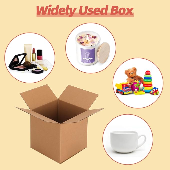 30-Pack Shipping Boxes 6x6x6 Inches, Brown | Corrugated Cardboard Box for Business Packing, Shipping, and DIY, Easy to Fold and Assemble