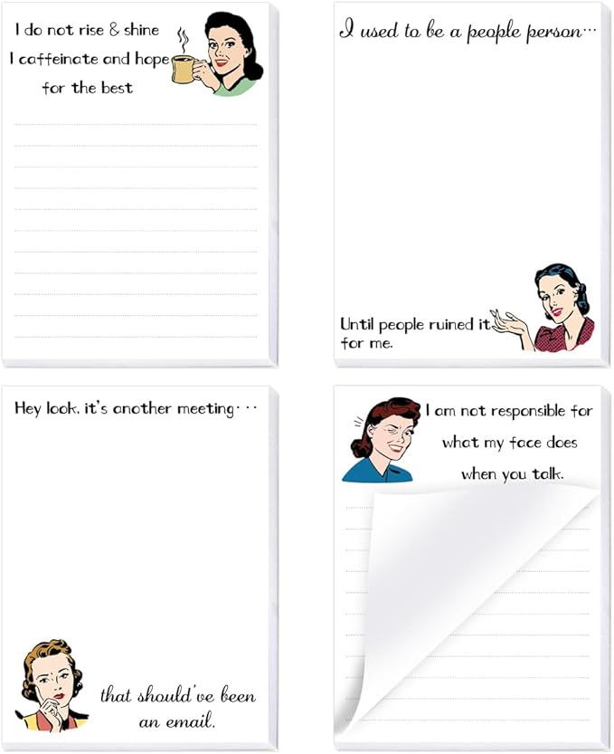 Fancy Land Funny Notepads for Women Sarcastic Work Notepad Novelty Memo Pad To Do List for Adults Coworkers Colleague Office Supplies 4Pcs