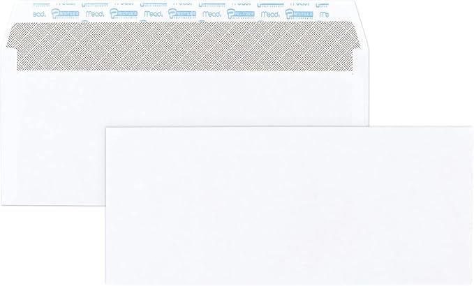 Mead #10 Security Business Envelopes Letter Size 4-1/8" x 9-1/2" – Peel and Seal, Privacy Lined, No-Window, Press-It Seal-It Self-Adhesive for Home & Office Mailing, 200 Count (742020)