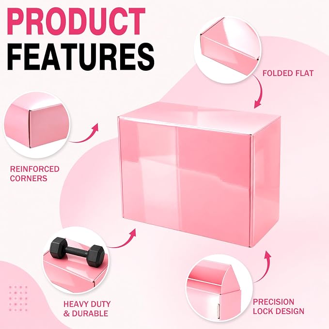 9x6x4 in Shipping Boxes for Small Business 30 Pack, Cute Pink Corrugated Mailer Boxes Bulk