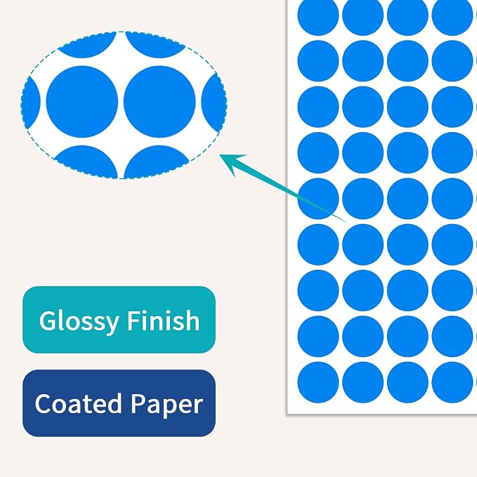 1" Blue Dot Stickers 1050 PCS Round Circle Stickers Colored Coding Labels