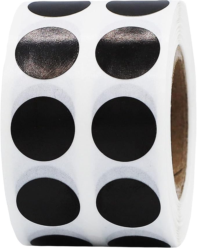 Black 1/2" Inch Round Adhesive Labels 1,000 Color Coding Dot Stickers for Efficient Inventory Management, Crafting Projects, and Organizational Tasks in Offices, Schools, and Homes