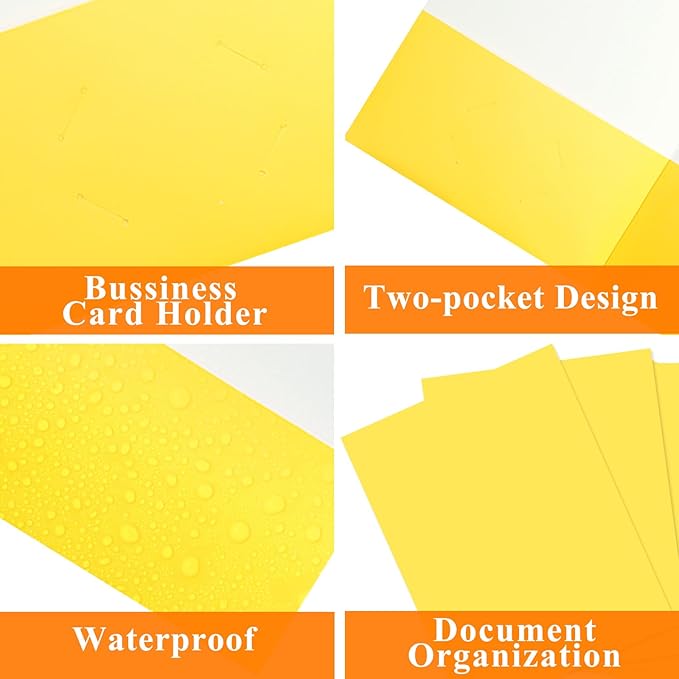 50Pcs Yellow with Pockets-2 Pocket Folders for Documents,Cute Paper Folders for Filing Cabinet,School,Office,Resume Portfolio