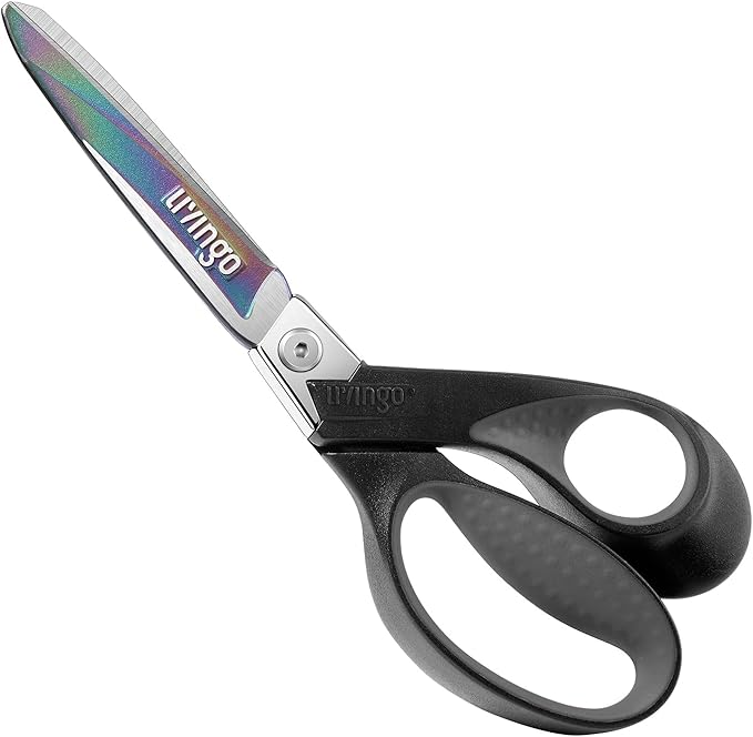 LIVINGO 9" Heavy Duty all Purpose Stainless Steel Scissors, (Grey/Black) | Titanium Coated Industrial Multipurpose Sharp Forged Professional Shears for Sewing, Carpet, Craft, Home Office & Outdoor Use