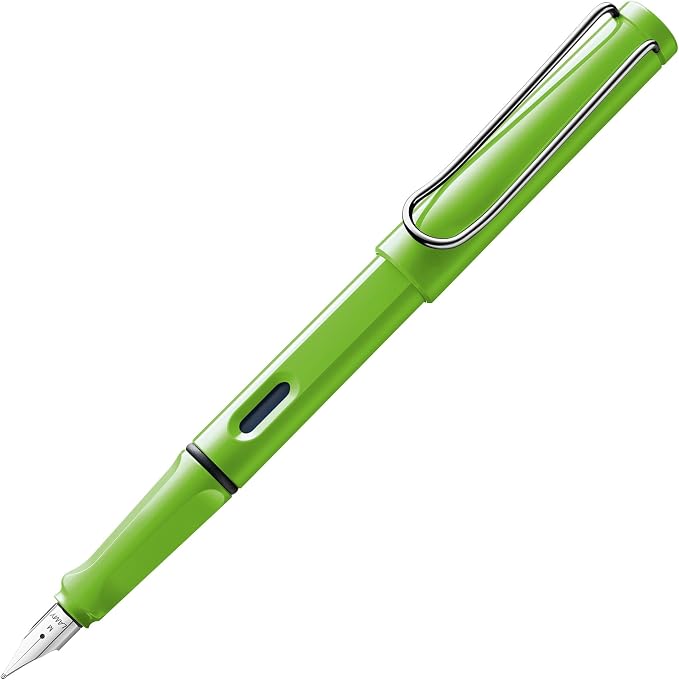 LAMY safari green - Fountain Pen with ergonomic grip & polished Left-Handed steel nib (LH) in size M - ideal for any Writing & Calligraphy - including LAMY T 10 blue cartridge