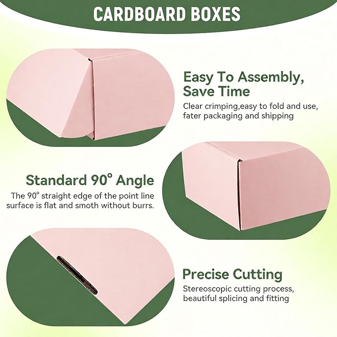 25 Pack 12"x9"x4" inch Shipping Boxes Pink Corrugated Cardboard Box for Small Business, Mailer, Shipping, and Packing