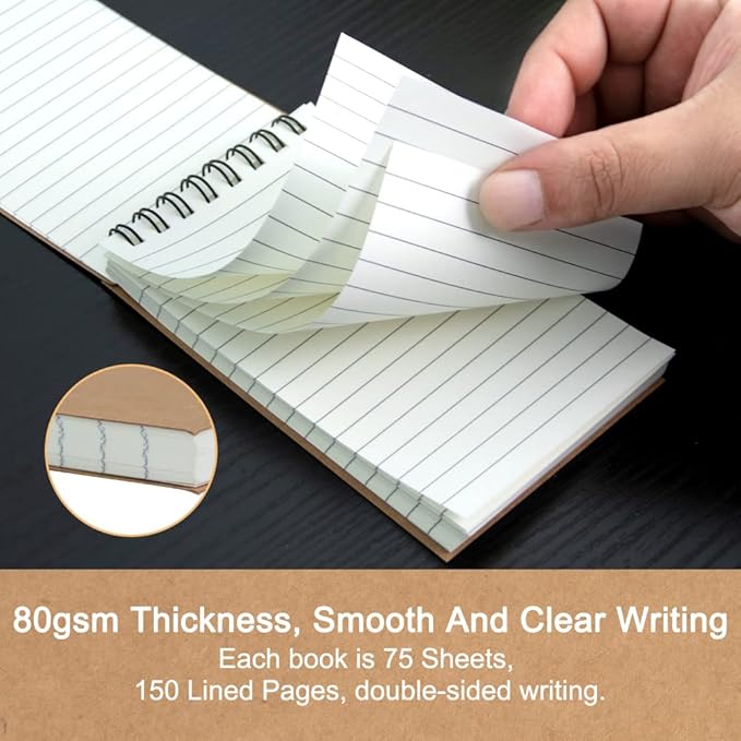 Pocket Notebooks, 3x5 Small Notepads, Mini Top Spiral Notebook, Little Size, Lined College Ruled Paper, Tiny Memo Pads for Home, Office, Work, School, Meeting, or Travel,6 Pack