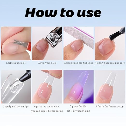 Soft Gel Nail Tips Glue, 2Pcs 15ml Super Strong Semi Solid Nail Glue Gel UV Light Curing Needed Glues for Press On Clear False Tips Bonding Acrylic Nails Extension Home Manicure