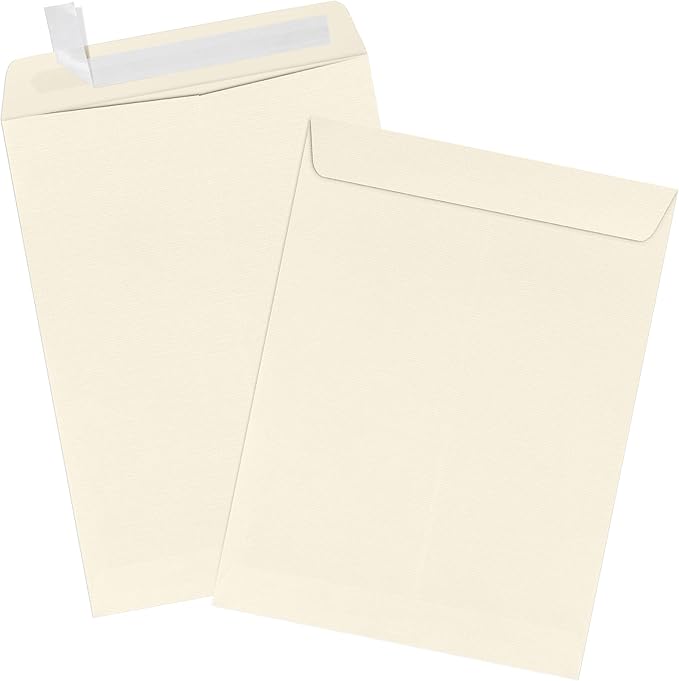 LUXPaper 9 x 12 Open End Envelopes | Peel & Press | Natural Linen | 80lb. Text | 1,000 Qty