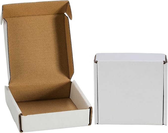 4x4x1 inches Shipping Boxes 25 Pack,TUKYLIL White Corrugated Cardboard Box,Mailer carton for Packaging Small Business,Gifts,Craft,Jewelry,daily supplies