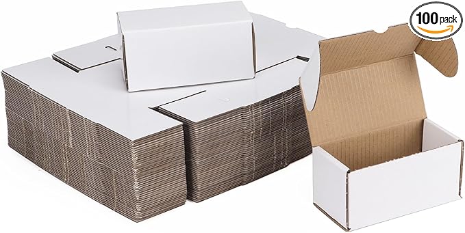 ZBEIVAN 4.6x2.2x2.2 White Shipping Boxes Set of 100, Corrugated Cardboard Mailer Boxes for Packaging Small Business Mailing Gifts