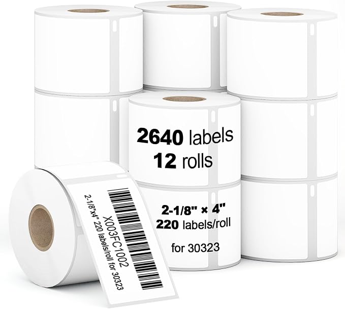 2640 Pcs/3-Proof 1" Core Labelebal Compatible with DYMO 30323,2-1/8" x 4"(54mm x 101mm) Direct Thermal Labels, Shipping Replacement Labels Compatible for DYMO LabelWriter Printer (NOT for 550,5XL)