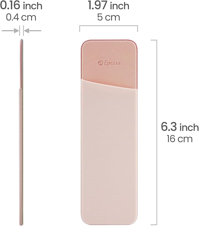 Epessa Stick-On Pen Holder for Notebook, Adhesive Pencil Sleeve Pouch for Hardcover Journals, Planners, Notebooks, Reusable Pen Pocket Organizer Easy to Remove (Pink)