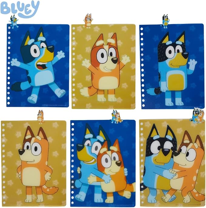 Bluey Tab Journal Notebook, Spiral Bound, 144 Lined Pages, 8 x 7 inches, Blue