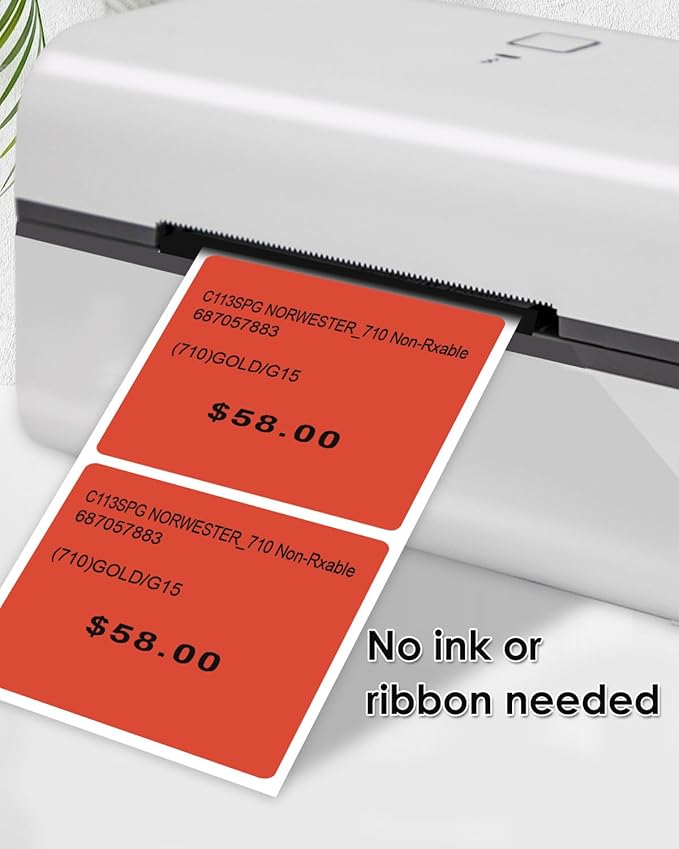 iEager Red Square Thermal Label Stickers, 2"x2" Self-Adhesive Square Direct Thermal Labels with Perforation Line, 500 Sheets/Roll