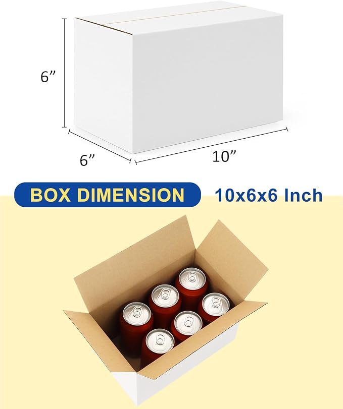 40-Pack-Small-Shipping-Boxes-10x6x6, Corrugated-Cardboard-Boxes-for-Packaging-Small-Business, White-Boxes-Mailers