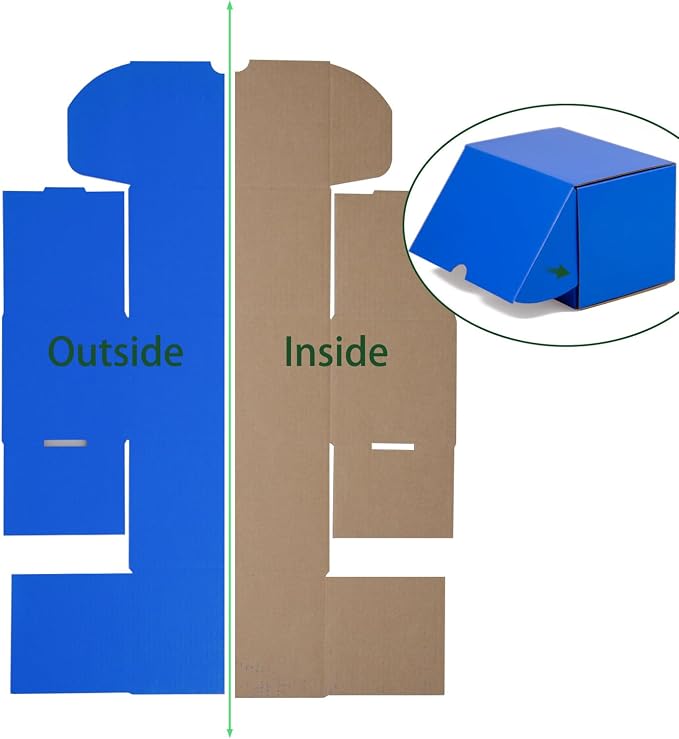 6x4x4 Inches Shipping Boxes Pack of 25, Blue Corrugated Cardboard Box Literature Mailer for Packing Small Business