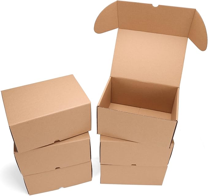 10x7x5 inch Shipping Boxes Set of 6 Brown, Inner Size 9.6x6.6x4.6 inch Cardboard Box Mailers for Small Business Packaging Mailing or Gift Wrapping Giving