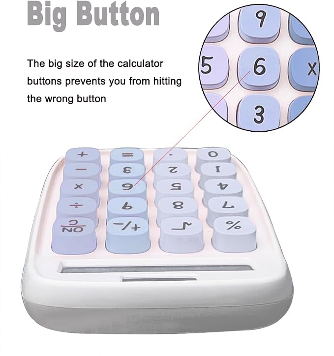 Pastel Calculator, Bubble Calculator(Blue) | Large LCD Display 8 Digit Tilt Screen and Big Button for Teachers Students Basic Office