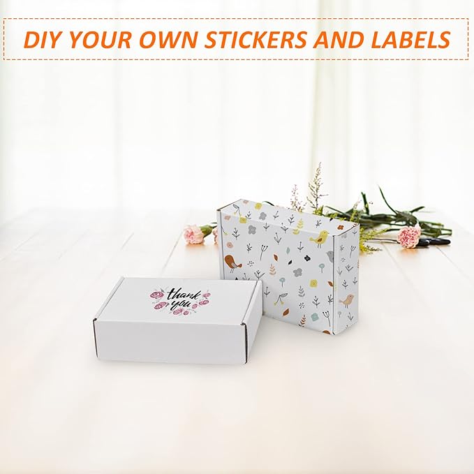 HORLIMER 7x5x2 inches Shipping Boxes Set of 25, White Corrugated Cardboard Box Literature Mailer
