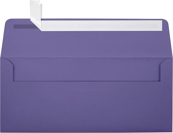 LUXPaper #10 Business Envelopes | Peel & Press | 4 1/8" x 9 1/2" | Wisteria Purple | 80lb. Text | 1,000 Qty