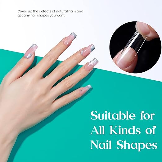 Beetles Medium Square Nail Tips, 500Pcs Nail Kit Medium Square Pre Shaped Clear Full Cover False Nails for Gel Art Polish Soak Off Lamp Nail Extensions Acrylic Press on Nail Tips
