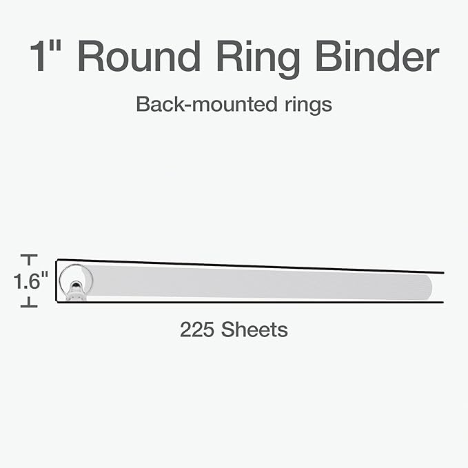 Oxford Ring Binders, 1" Round Ring Binders, View Binder, Covers on 3 Sides, XtraLife Hinge, Non-Stick, PVC-Free, Black, 225 Sheet Capacity (1002546)