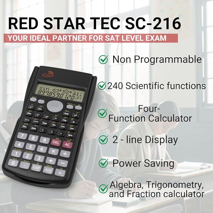 SC 216 Non Graphing Scientific Calculator for School by Red Star Tec (6 Pack Bundle)