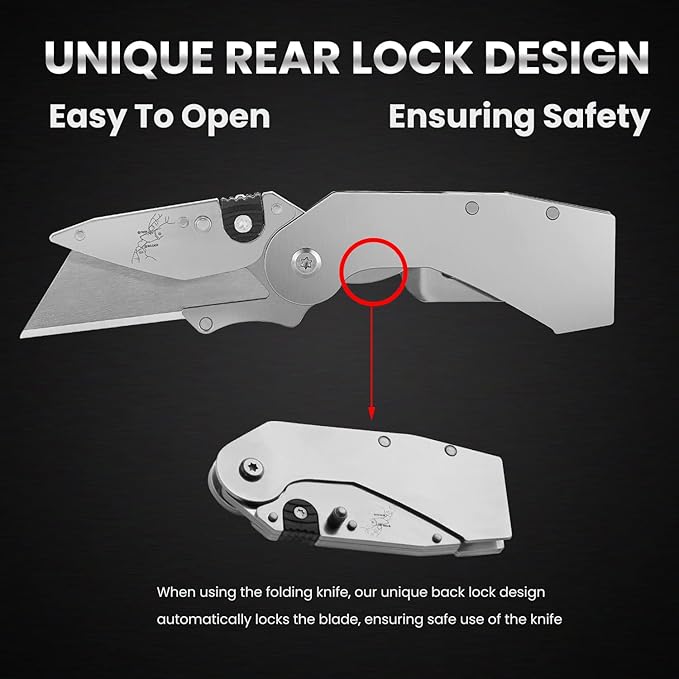 Lichamp 6-Pack Folding Utility Knife Box Cutter, Quick Change Razor Knife Utility Pocket Construction Blade, (Silver, C6SL)