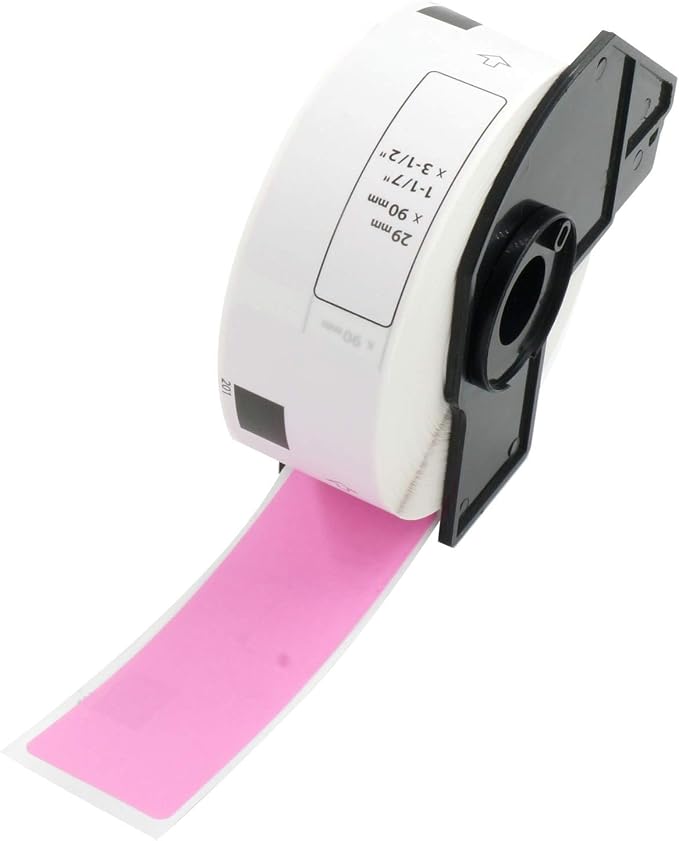 BETCKEY - Standard Address Labels Replacement for Brother DK-1201 (1.1 in x 3.5 in), Compatible with Brother QL Label Printers [1 Rolls/400 Labels, Pink]