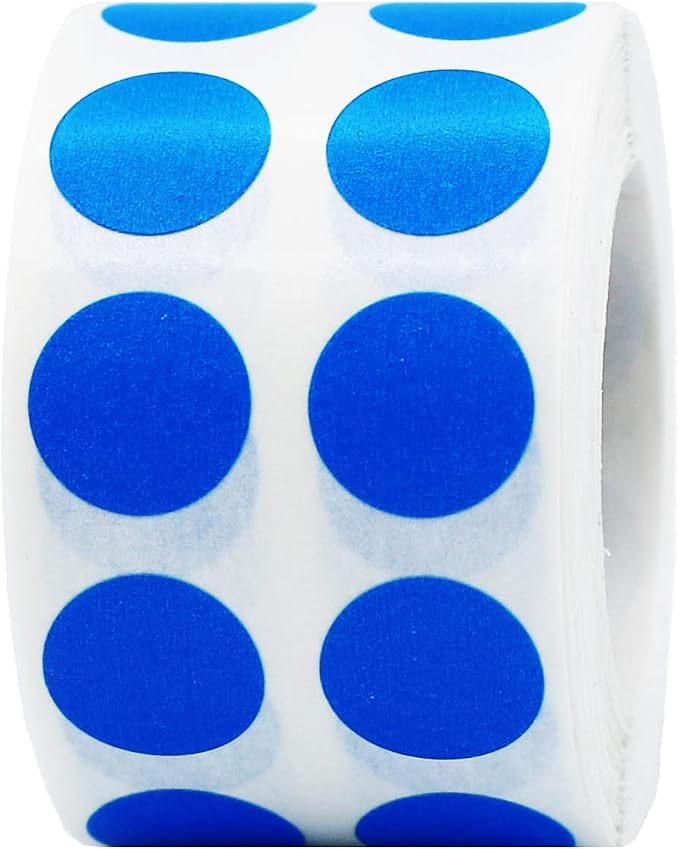 Blue Color Coding Labels for Organizing Inventory 0.50 Inch Round Circle Dots 1,000 Total Adhesive Stickers On A Roll