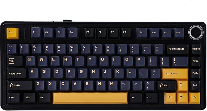 EPOMAKER x Aula F75 Gasket Mechanical Keyboard, 75% Wireless Hot Swappable Gaming Keyboard with Five-Layer Padding&Knob, BT/2.4GHz/USB-C, RGB (Black, LEOBOG Reaper Switch)