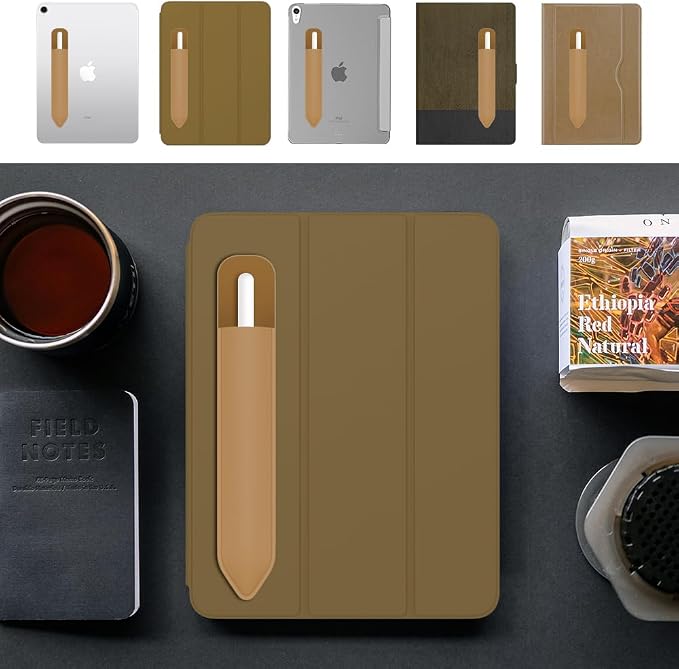 MoKo Adhesive Pencil Case Holder Sticker for Apple Pencil, Mocha Mousse | Elastic Pencil Pocket Pouch, Adhesive Sleeve, Attached to iPad Case, For Pro/USB-C/1st/2nd Gen and Similarly Stylus Pens
