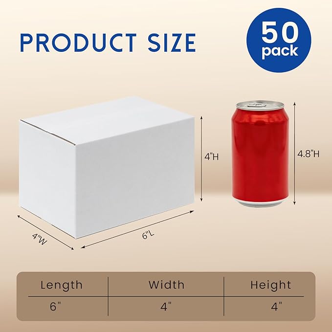 6x4x4" Small Shipping Boxes 50 Pack - Corrugated Cardboard Mailing Box Packaging for Small Business - White Mailer Packing Supplies