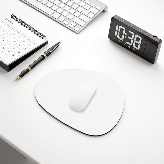 Hsurbtra Mouse Pad, Premium-Textured Small Oval Mousepad 8.7 x 7.1 Inch White, Thick 3 mm Anti-Slip Waterproof Rubber Pretty Cute Computer Mat for Office Home Gaming Laptop Men Women Kids